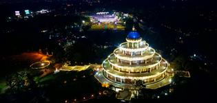 Vishalakshi Mantap drone view at night